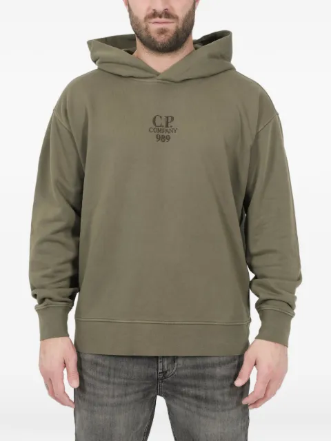 C.P. Company logo-embroidery hoodie Green S260A