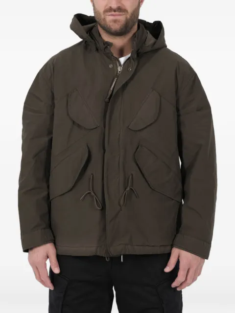 C.P. Company goggles-detail hooded jacket Brown W220A