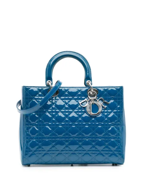 Christian Dior Pre-Owned 2015 Large Patent Cannage Lady Dior satchel Blue H2QH4KTP3Z2F9INM
