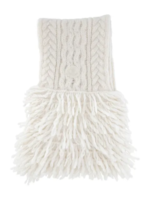 Moncler cable-knit fringed scarf Neutrals K20933C00032M8190