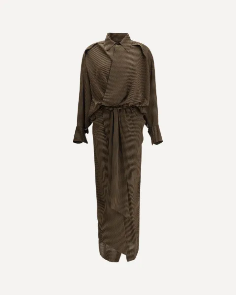 Petar Petrov striped maxi shirt dress Brown F25TD2