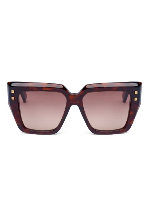 Balmain Eyewear studded geometric-frame sunglasses Brown FBPS193B