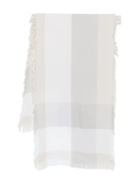 Le Tricot Perugia checked-pattern fringed scarf Neutrals 78378