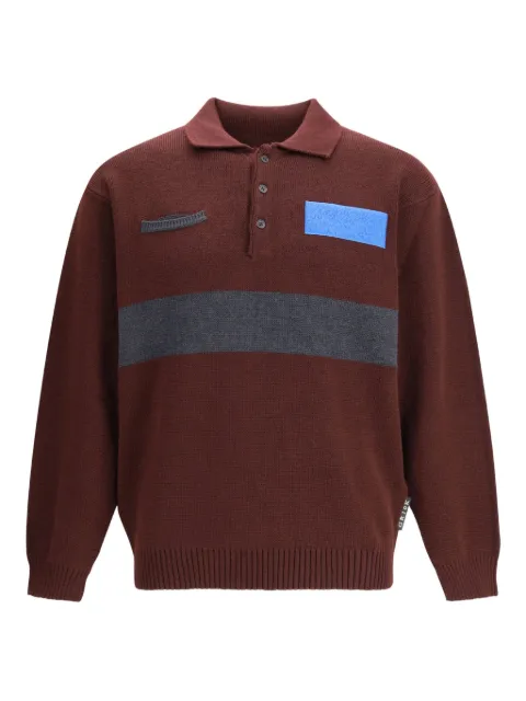 GR10K button-fastening striped-detail polo shirt Red CGB41206CV64