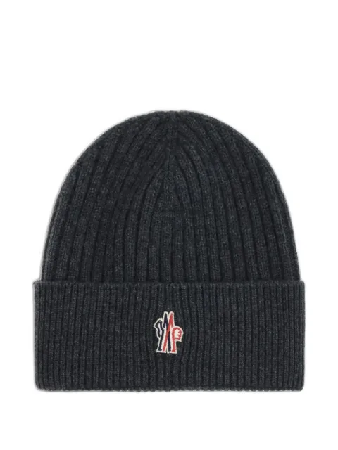 Moncler Grenoble ribbed logo-patch beanie hat Grey K20973B00005M1223