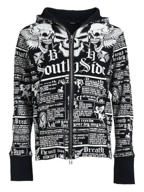 BREATH Skull Wash zip-up hoodie Black BR25AWC5009BLK