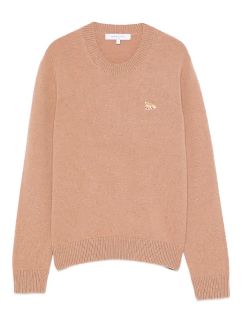 Maison Kitsuné fox-embroidered crew-neck sweater Brown PW00817KT1006