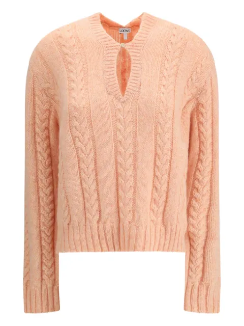 LOEWE cable-knit v-neck sweater Pink S540Y14KGU