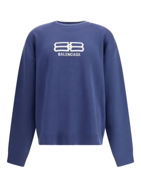 Balenciaga logo-print crewneck sweater Blue 850050T1760