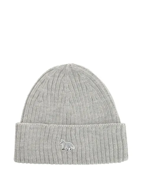 Maison Kitsuné Baby Fox ribbed beanie hat Grey PW06102KT1022H131