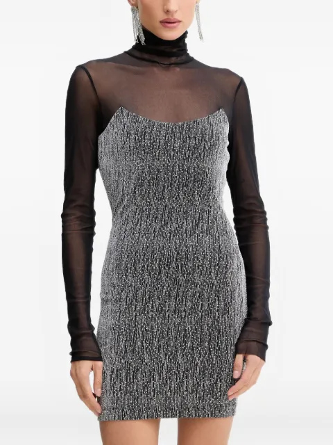 SIMONA CORSELLINI long-sleeve panelled mini dress Silver A25CEAB10