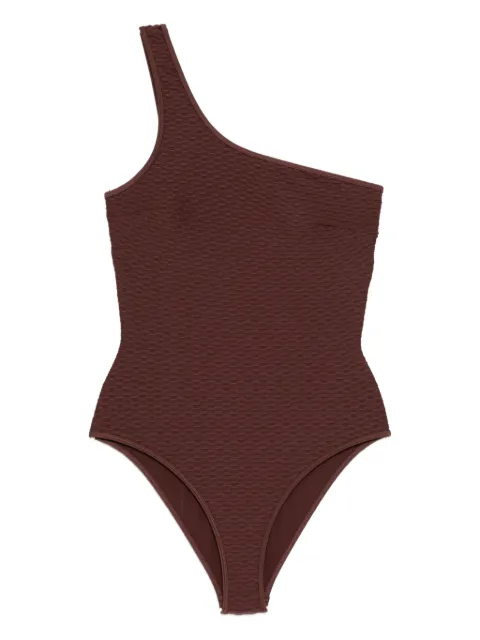 Duskii asymmetric-neck swimsuit Brown DLO24108BR