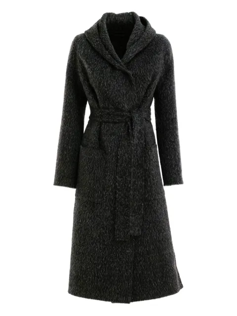 Almarosafur hooded belted coat Grey ARF775