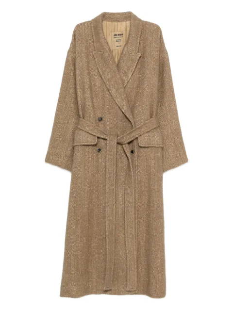 Uma Wang double-breasted belted coat Brown UW8057CICERO