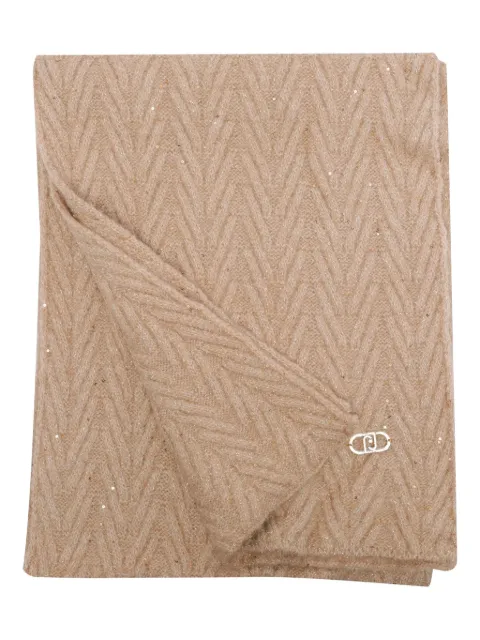 LIU JO logo-plaque chevron scarf Neutrals 2F5008M0300