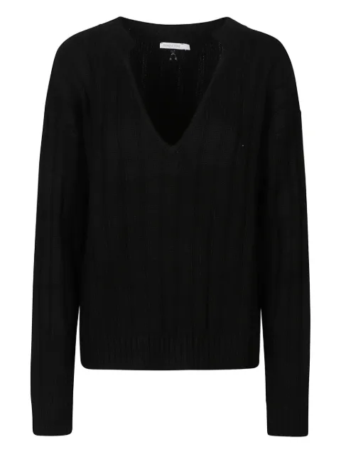 Patrizia Pepe V-neck ribbed sweater Black 2K0367K9O3A