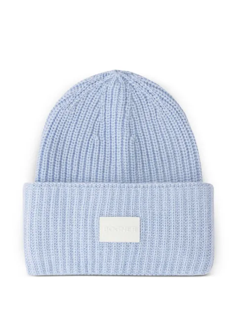 BOGNER Lahra logo-patch beanie Blue 91736087