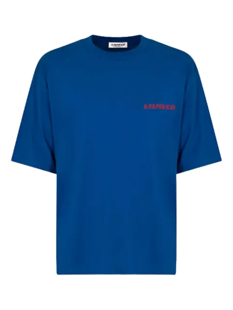 A Paper Kid logo-print cotton T-shirt Blue F3PKUATH025