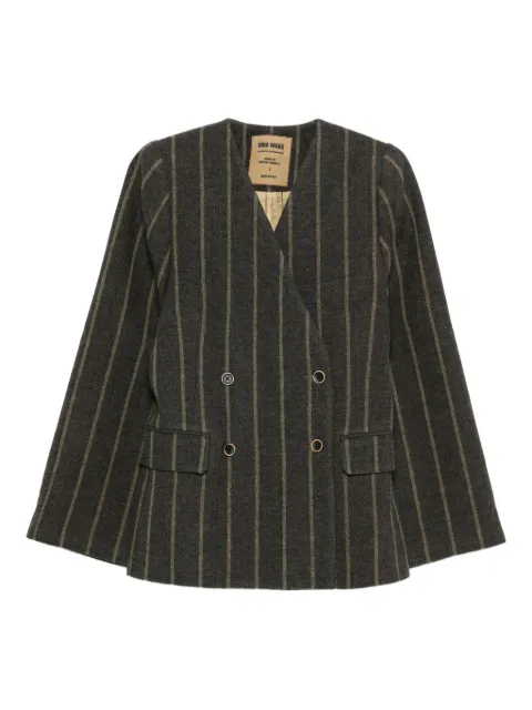 Uma Wang striped double-breasted blazer Grey UW6006KIOWA