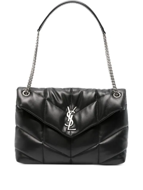 Saint Laurent medium Loulou puffer chevron-logo shoulder bag Black 5774751EL00