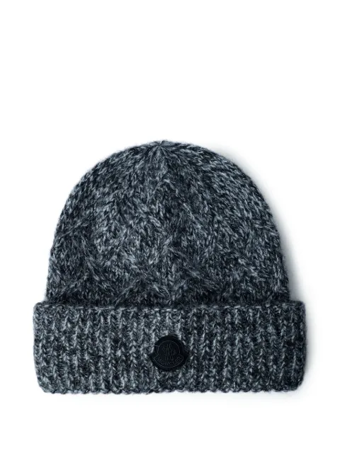 Moncler logo motif beanie hat Grey 3B00066M1209P99