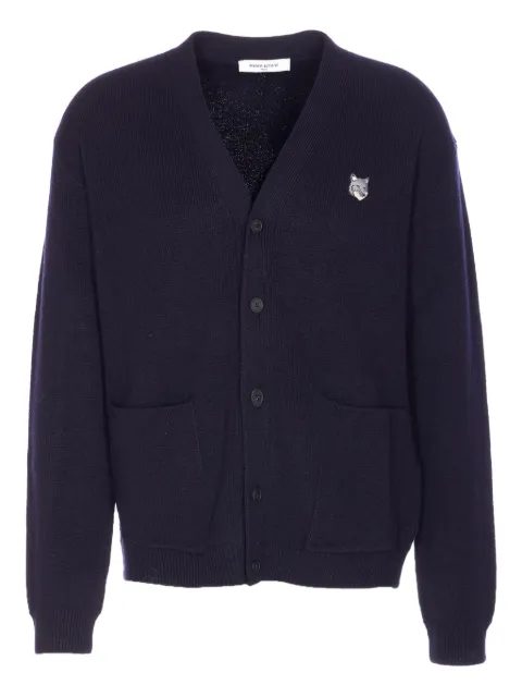 Maison Kitsuné Fox Head button cardigan Blue PM00510KT1180