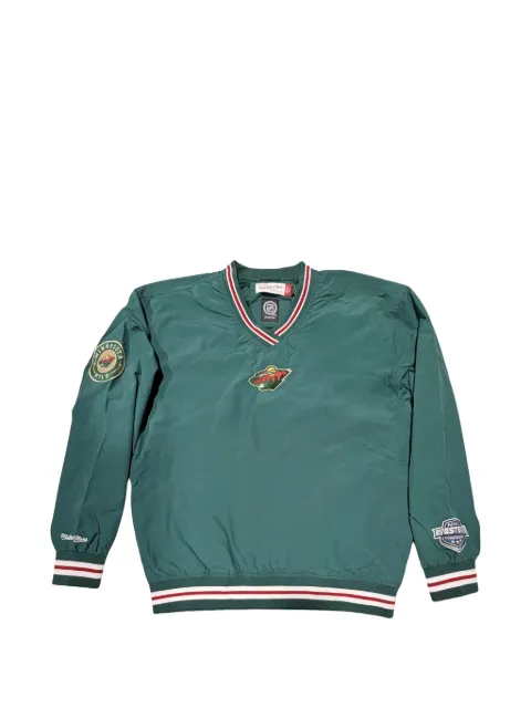 Mitchell & Ness logo-patch V-neck sweatshirt Green OJPO7221MWIYYPPPGREN
