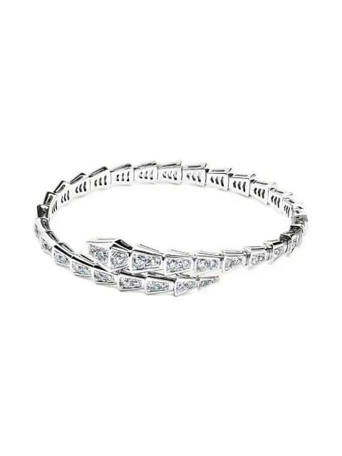 Bvlgari Pre-Owned 18K white gold Serpenti Viper diamond bracelet Silver 361140