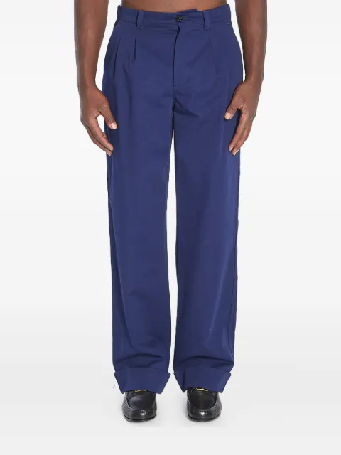 Valentino Garavani pleat cotton trousers Blue VRBN15ALS
