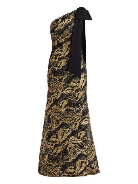 Tadashi Shoji one-shoulder bow-detail maxi dress Black CJB25705L