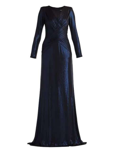 Tadashi Shoji long-sleeve V-neck maxi dress Blue BSJ24628L
