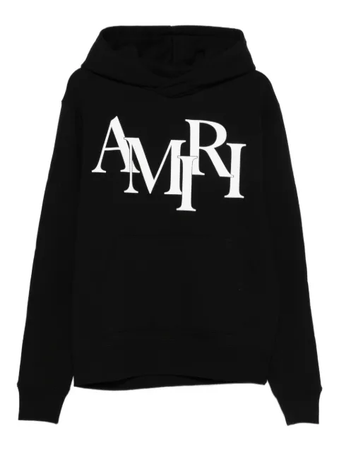 AMIRI staggered-logo long-sleeve hoodie Black AMTOJR1133