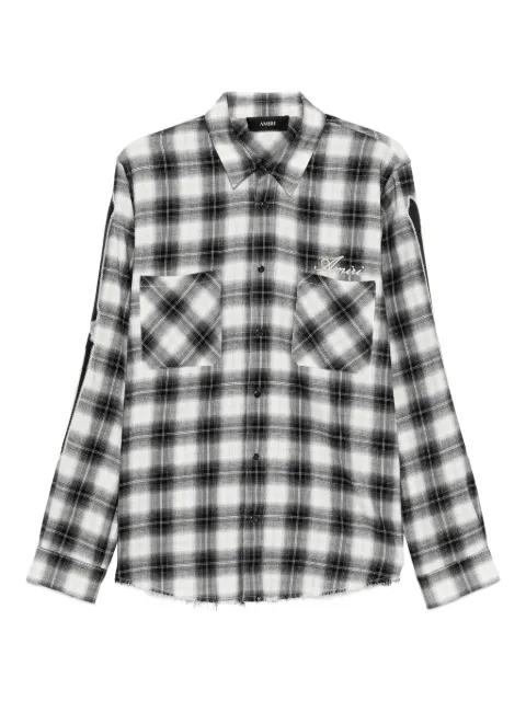 AMIRI bones-appliqué plaid shirt Black AMTOSH1007