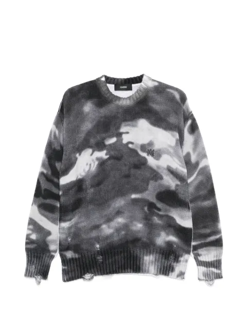 AMIRI camouflage distressed sweater Grey AMTOKN1015