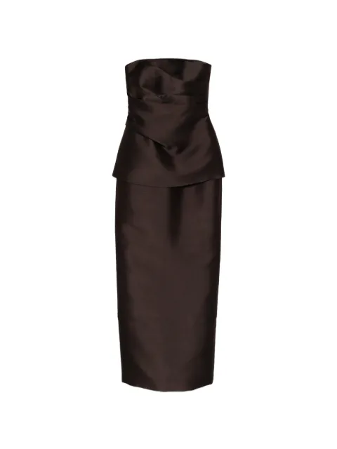 Solace London Lucille strapless peplum maxi dress Brown OS47034