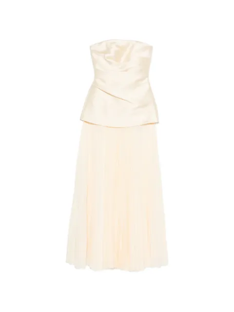 Solace London Claudette strapless pleated-skirt dress Yellow OS47033TWILLCHIFFON