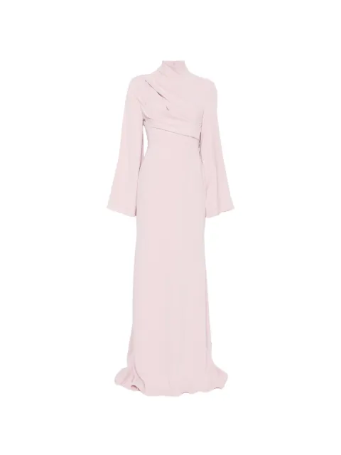 Solace London Swinton draped long-sleeves maxi dress Pink OS47042