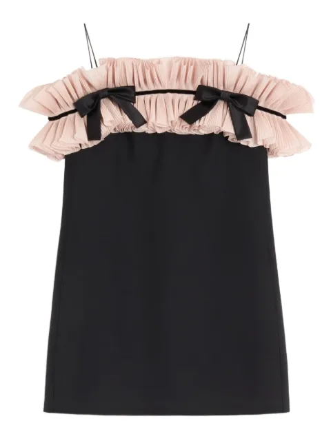Valentino Garavani Crepe Couture pleated bow mini dress Black BVAHQ01CF