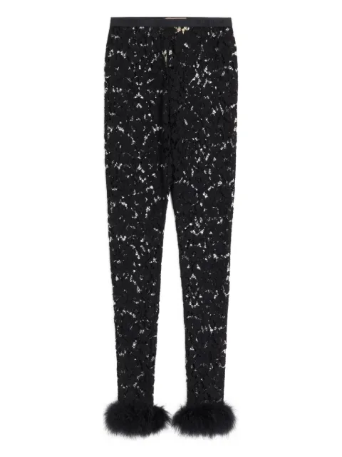 Valentino Garavani feather-detail lace leggings Black BMD07FA10