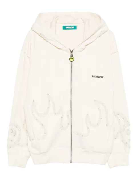 BARROW embellished zip-up hoodie White F5BWUAZH080
