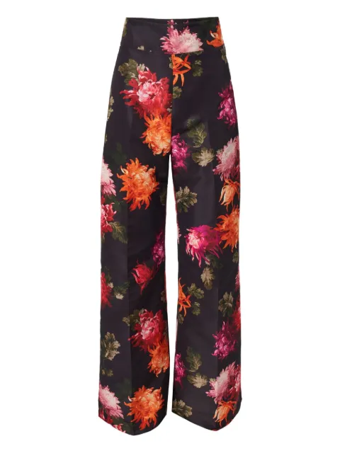 Carolina Herrera Diane chrysanthemum-print trousers Black C2611N411CYF