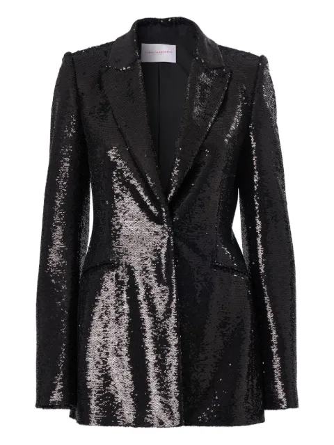 Carolina Herrera peak lapel sequined blazer Black C2611N106SEQ
