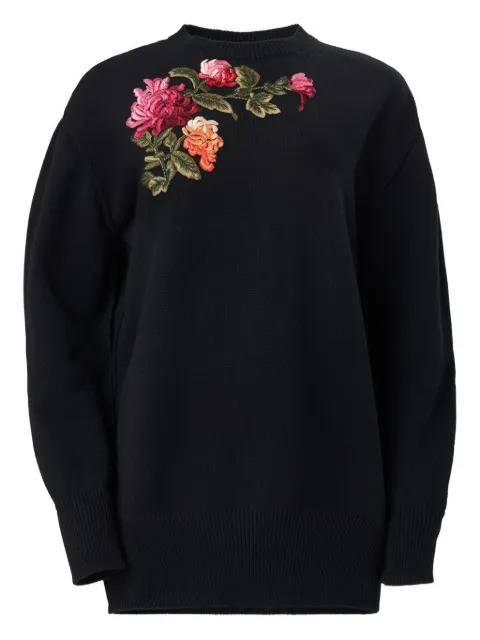 Carolina Herrera chrysanthemum-embroidered sweater Black C2612E210KWJ