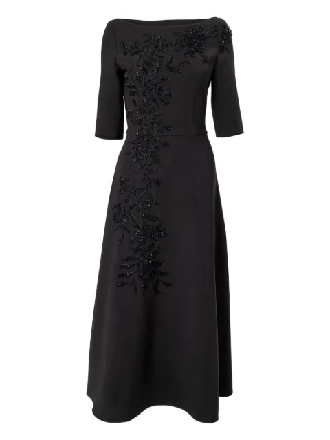 Carolina Herrera embroidered boat-neck midi dress Black C2611E513SFR