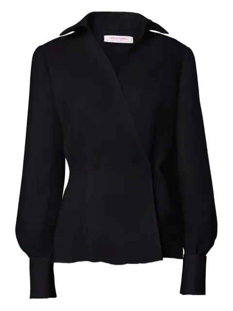 Carolina Herrera puff-sleeve wrap top Black C2611N205TXG