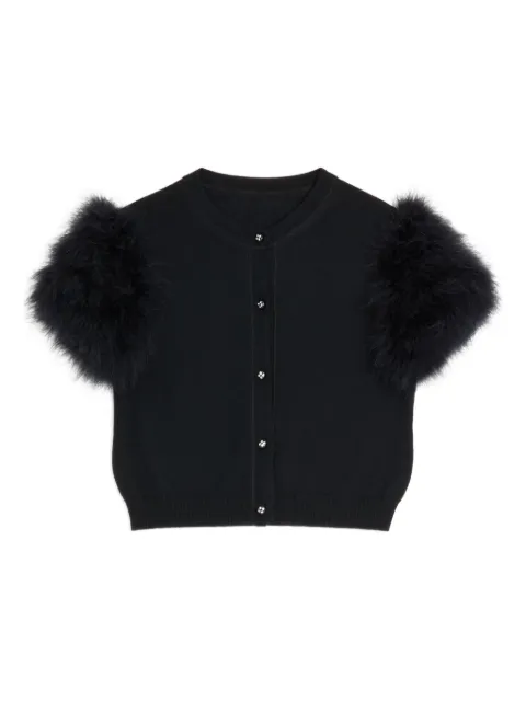 Valentino Garavani feather wool knit cardigan Black BK400ZA5G