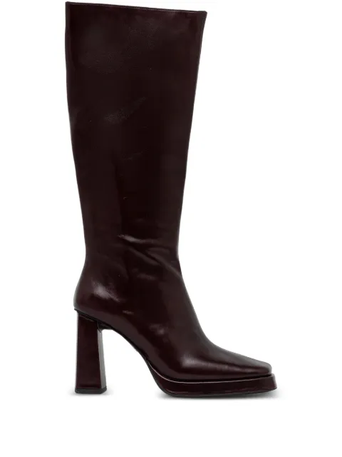 Jeffrey Campbell Maximal-3 square-toe heeled knee-high boots Brown JC85217