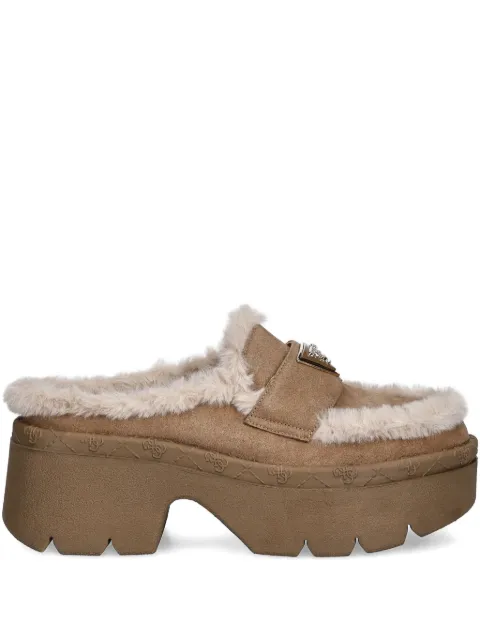 GUESS USA 70mm faux fur-trim mules Brown FLFBRIESU06