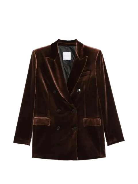 Black Label double-breasted velvet blazer Brown COW00110AW00531