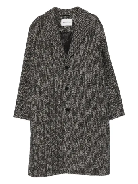 AMARÁNTO herringbone button coat Black B6F0081